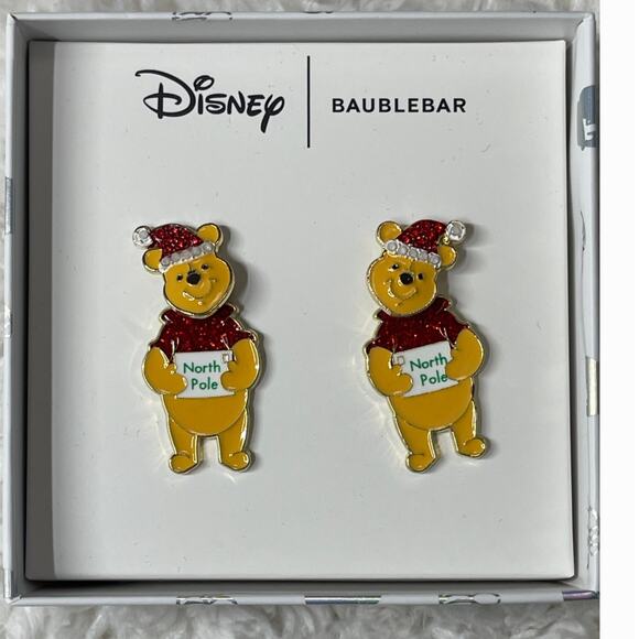 Disney Jewelry - Disney BaubleBar Winnie the Pooh North Pole Moveable Holiday Stud Earrings NEW